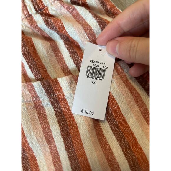 NWT Women’s Size 2X Old Navy High-Waisted Striped Linen-Blend Shorts Orange - Picture 2 of 6